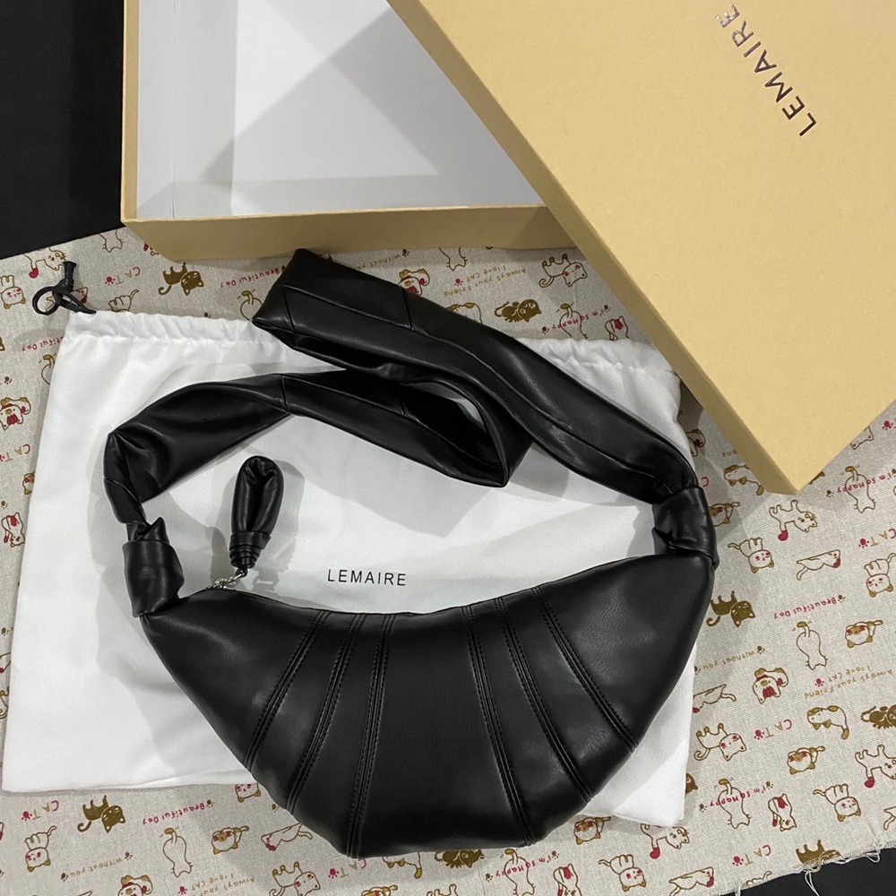 Lemaire Black Leather Crescent Shoulder Bag